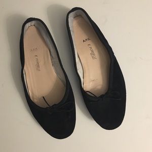 A.P.C. x Porselli Black Suede Ballet Flats